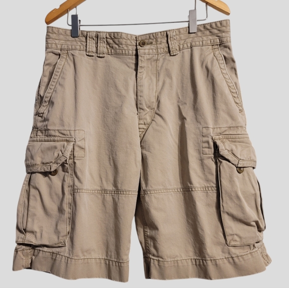 Ralph Lauren Polo Cargo Shorts Men's 34 Khaki Tan Distressed Paratroopers Safari - Picture 1 of 11